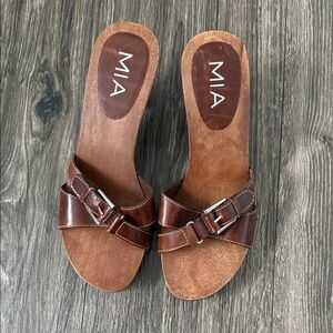 MIA Chocolate Brown Buckle Slides